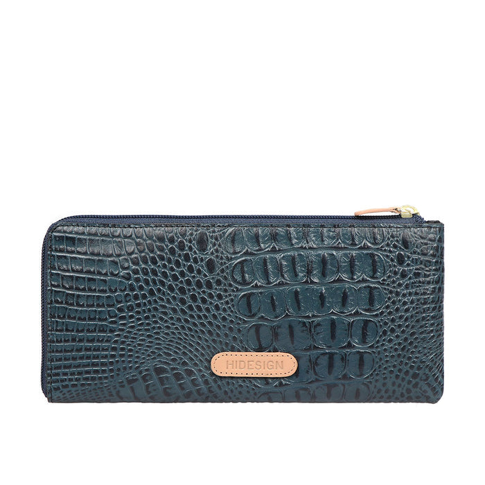 Ee Viola W1-M Blue Leather Zip Around Wallet