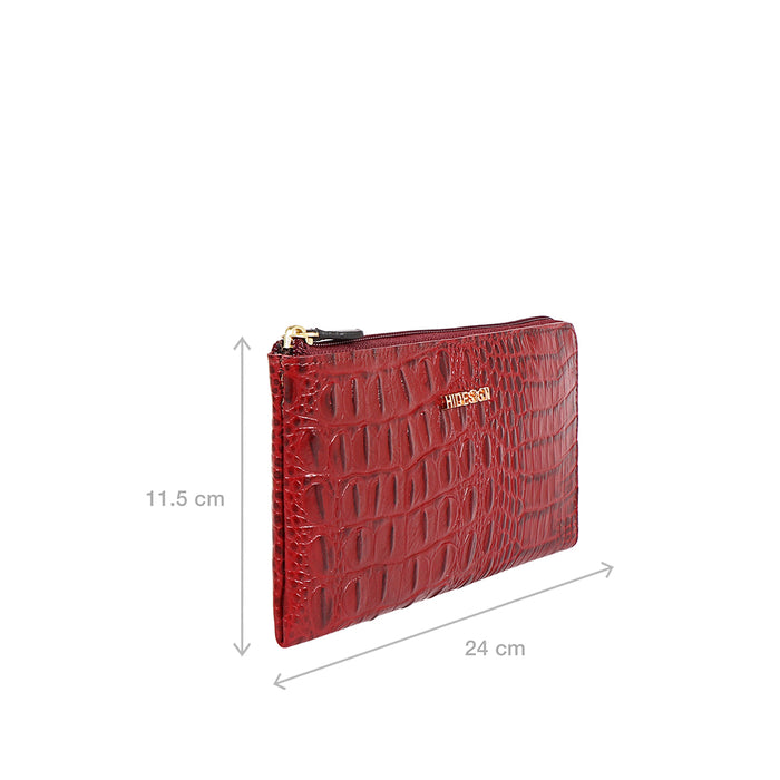 Ee Viola W1-M Red Leather Zip Around Wallet