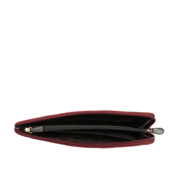 Ee Viola W1-M Red Leather Zip Around Wallet
