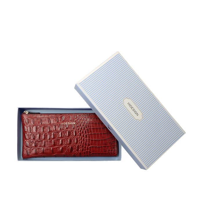 Ee Viola W1-M Red Leather Zip Around Wallet