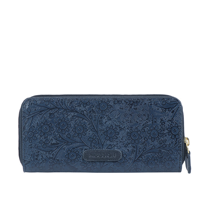 Ee Viola W2 Blue Leather Double Zip Around Wallet