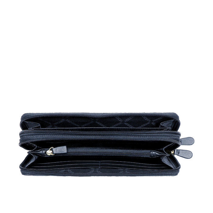 Ee Viola W2 Blue Leather Double Zip Around Wallet