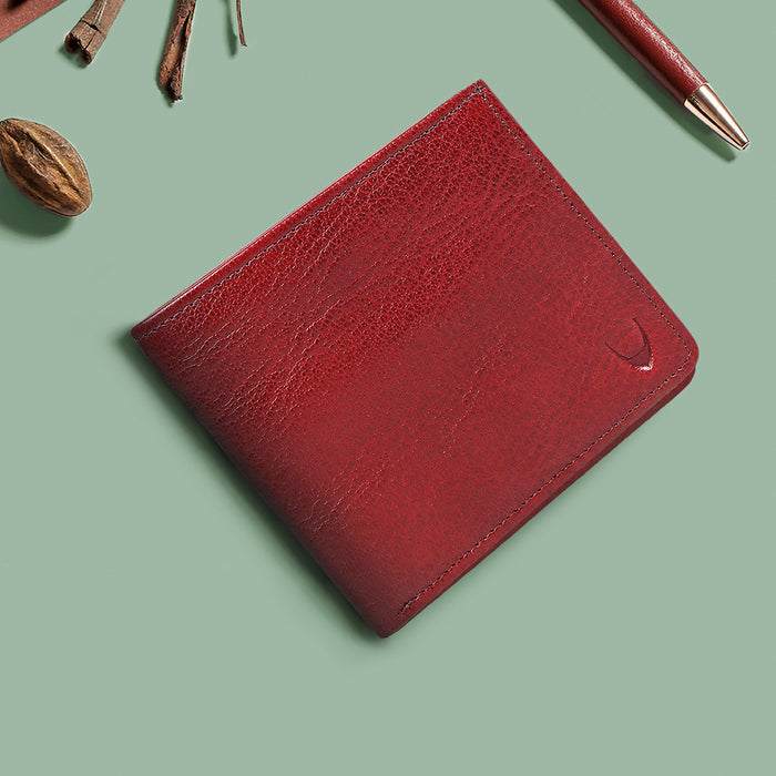 E.I. M2 Red Leather Bi-Fold Wallet