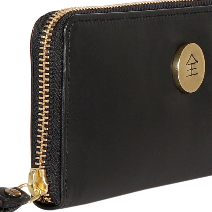 Eijo W3 Black Leather Zip Around Wallet