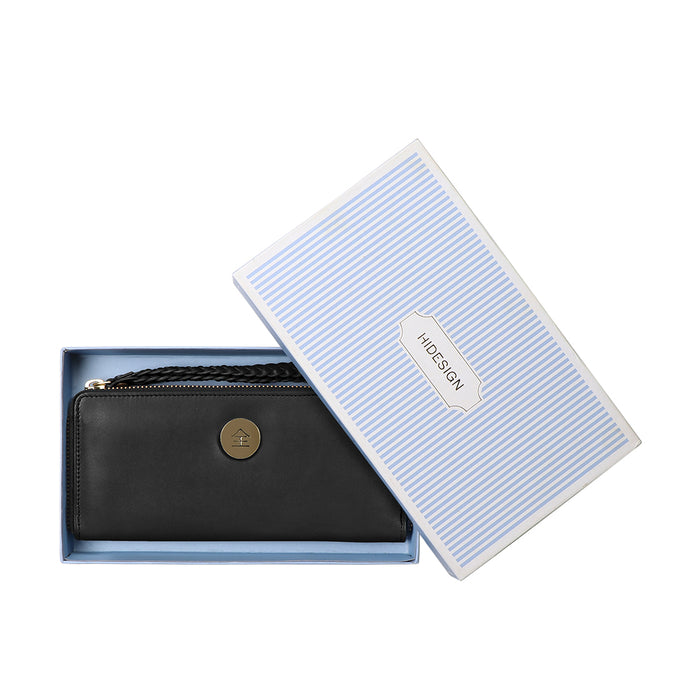 Eijo W3 Black Leather Zip Around Wallet