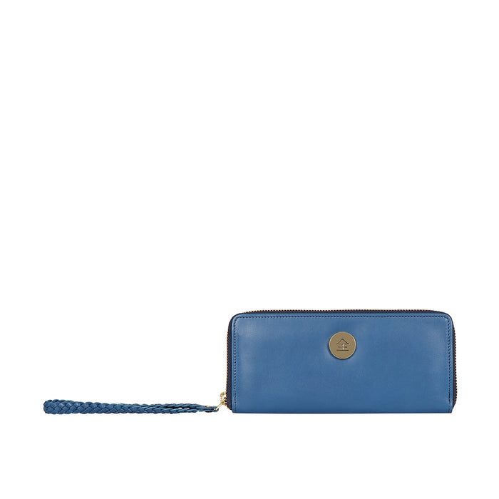 Eijo W3 Blue Leather Zip Around Wallet
