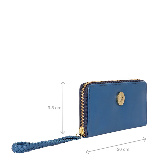 Eijo W3 Blue Leather Zip Around Wallet