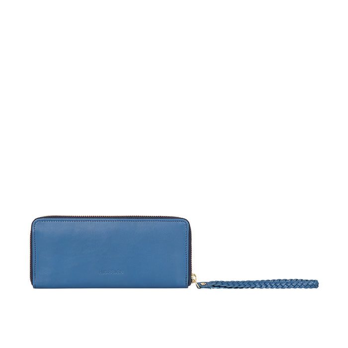 Eijo W3 Blue Leather Zip Around Wallet