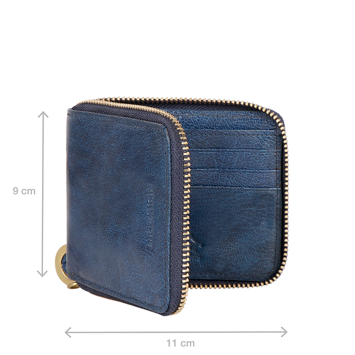 Eijo W7 Blue Leather Zip Around Wallet