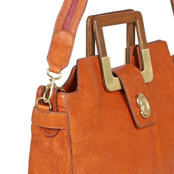 Eiko 02 Orange Leather Shoulder Bag