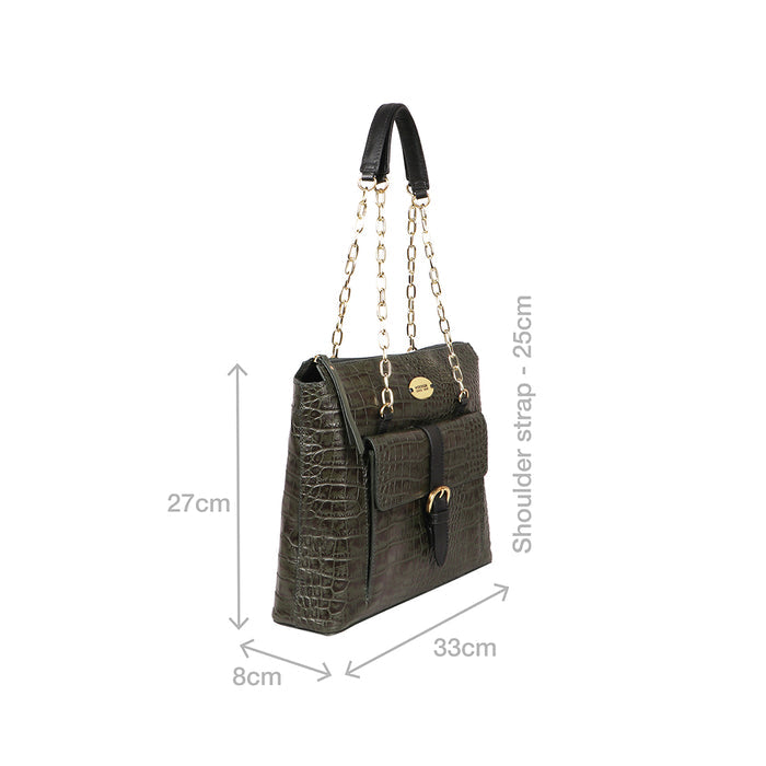 Eliza 01 Sb Green Leather Tote Bag