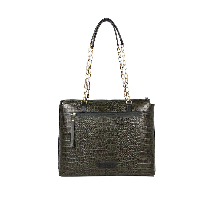 Eliza 01 Sb Green Leather Tote Bag