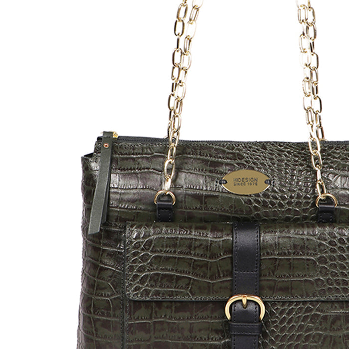 Eliza 01 Sb Green Leather Tote Bag