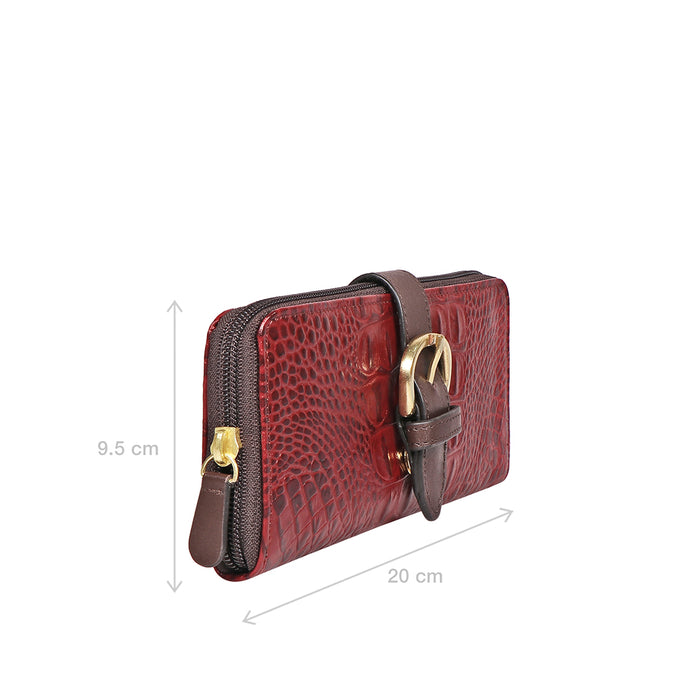 Eliza W1  Sb Red Leather Zip Around Wallet