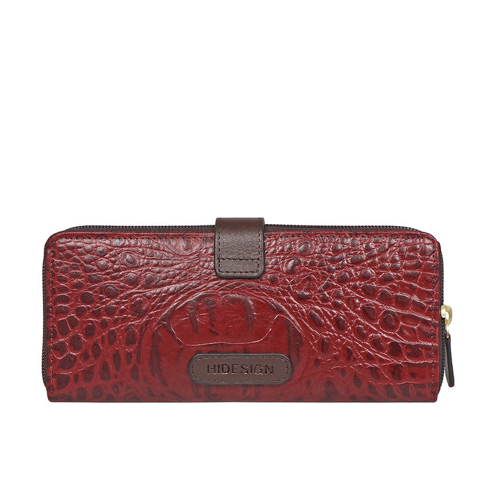 Eliza W1  Sb Red Leather Zip Around Wallet