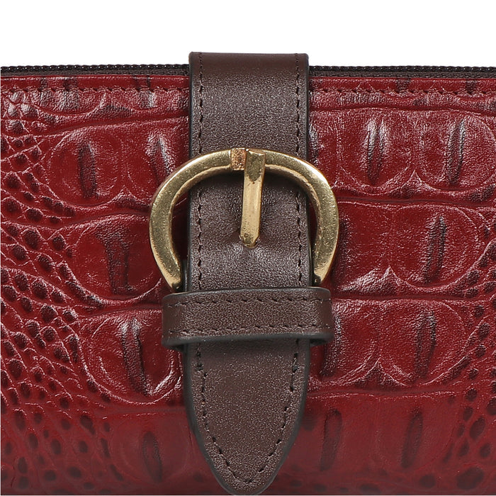 Eliza W1  Sb Red Leather Zip Around Wallet