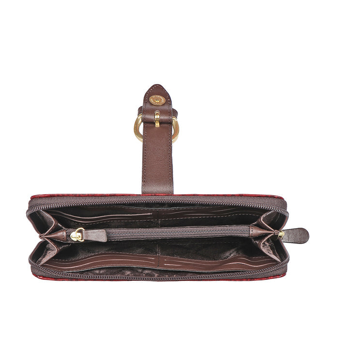 Eliza W1  Sb Red Leather Zip Around Wallet