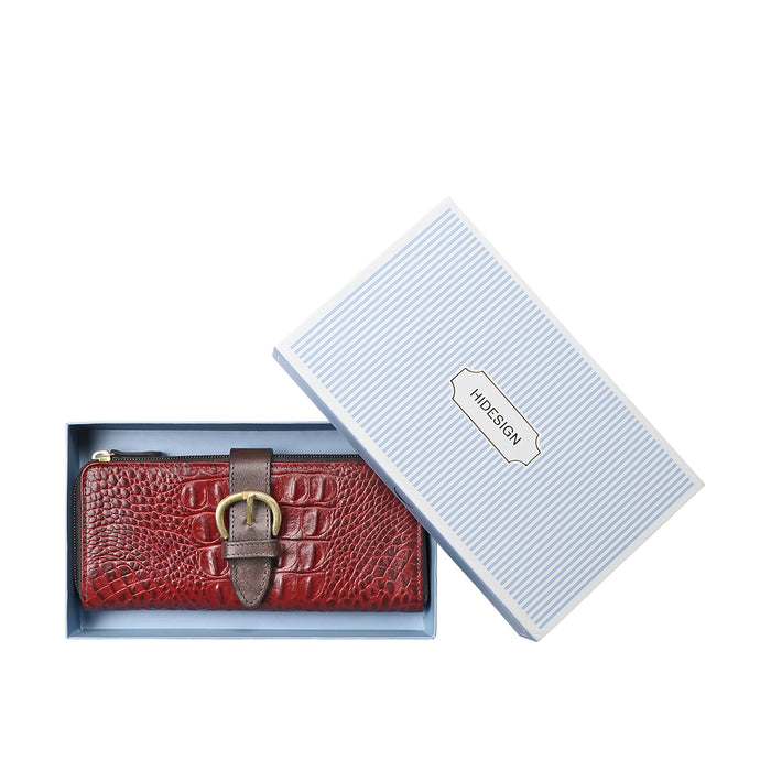 Eliza W1  Sb Red Leather Zip Around Wallet