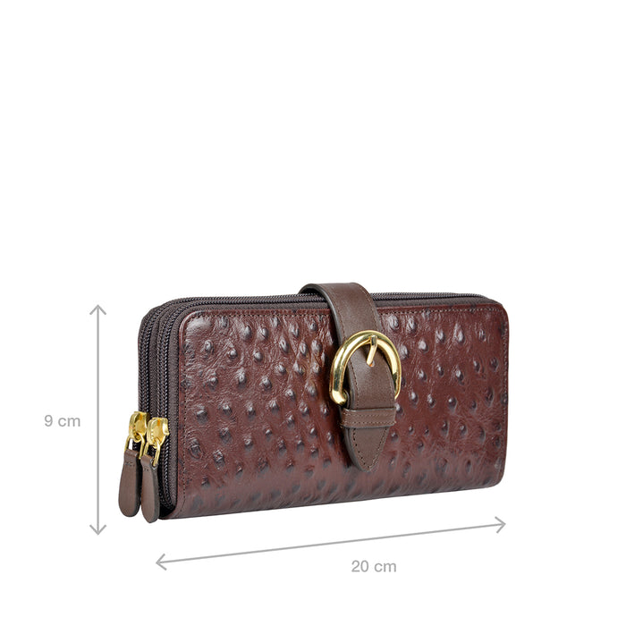 Eliza W2  Sb Brown Leather Double Zip Around Wallet