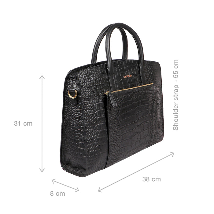 Ella 01 Black Leather Laptop Bag