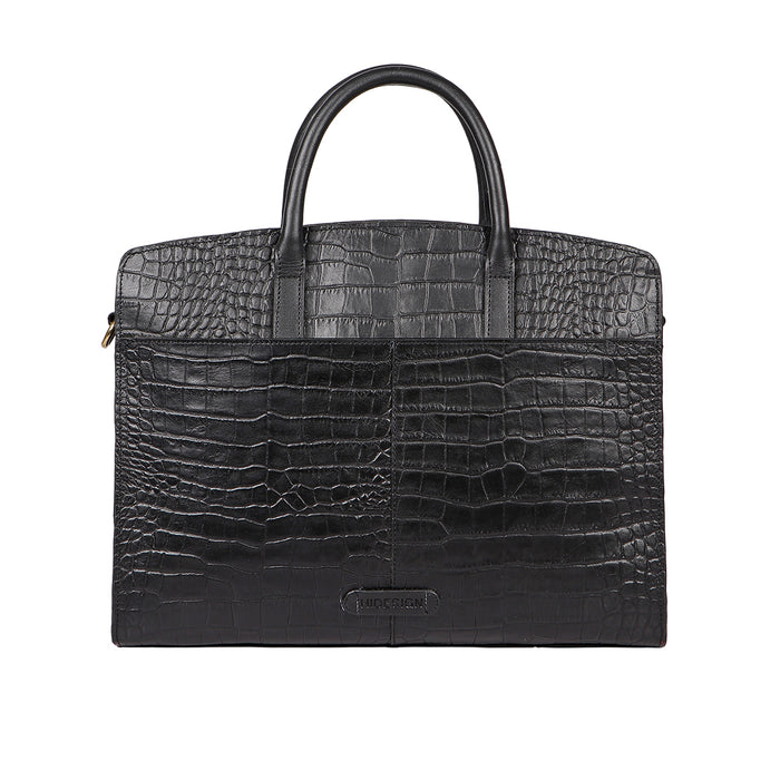 Ella 01 Black Leather Laptop Bag
