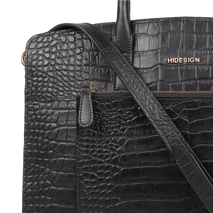 Ella 01 Black Leather Laptop Bag