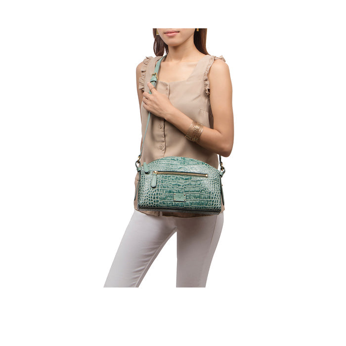 Ella 02 Green Leather Sling Bag