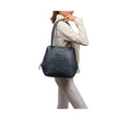 Ella 03 Blue Leather Tote Bag
