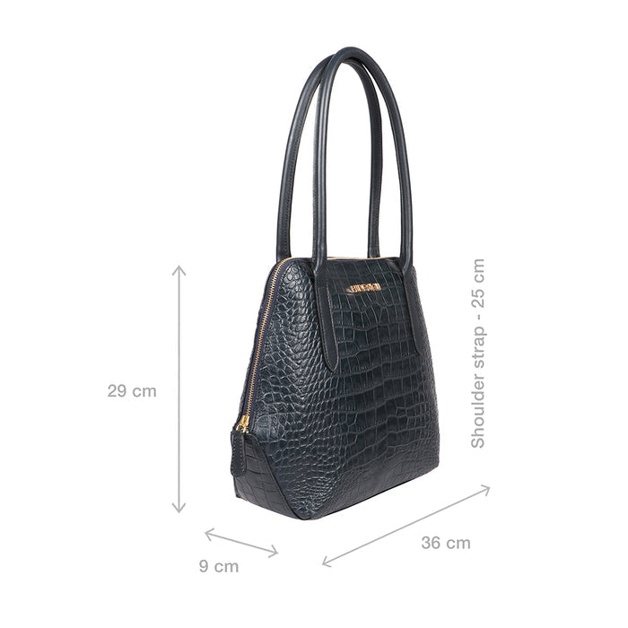 Ella 03 Blue Leather Tote Bag