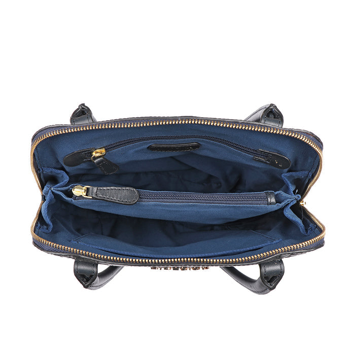Ella 03 Blue Leather Tote Bag