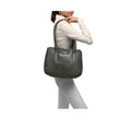 Ella 04 Green Leather Tote Bag