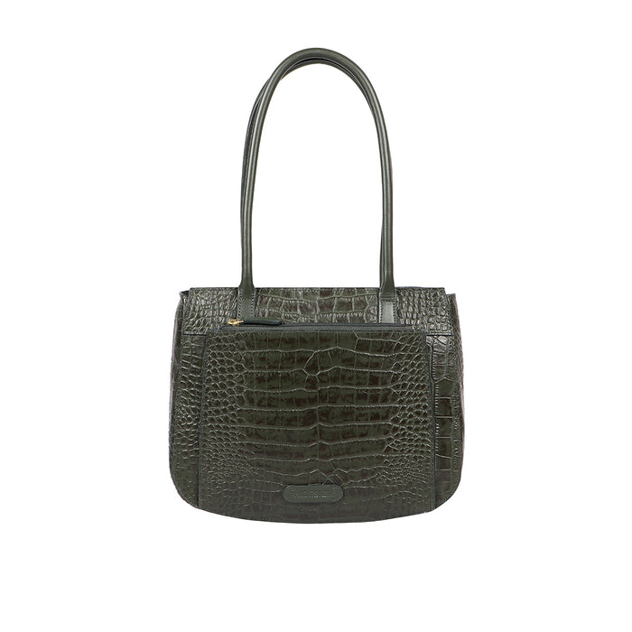 Ella 04 Green Leather Tote Bag