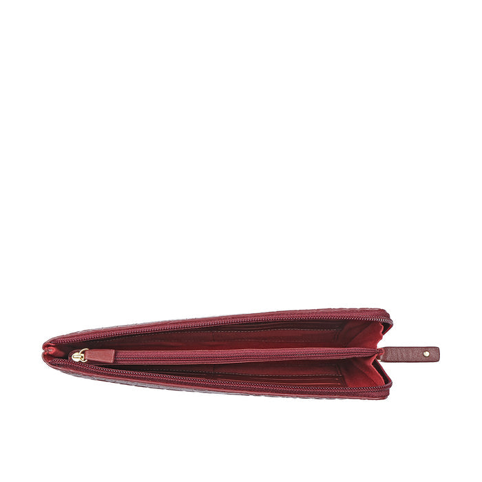 Ella W1 Marsala Leather Zip Around Wallet
