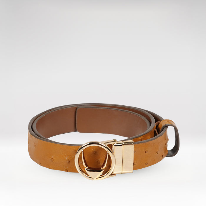 Elodie Women's Tan Reversible Leather Belt