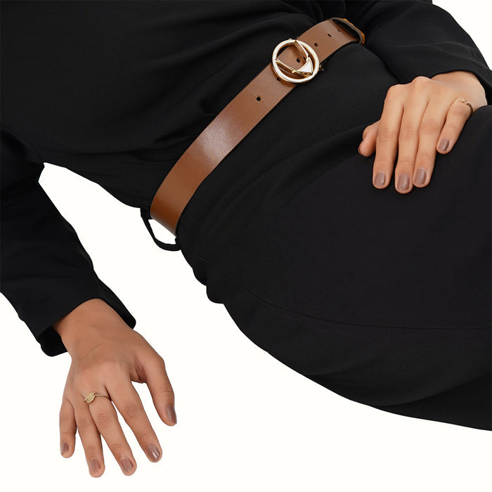 Elodie Women's Tan Reversible Leather Belt
