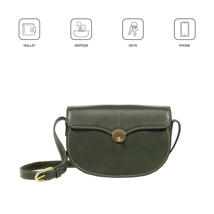 Elysee 02 Green Leather Shoulder Bag