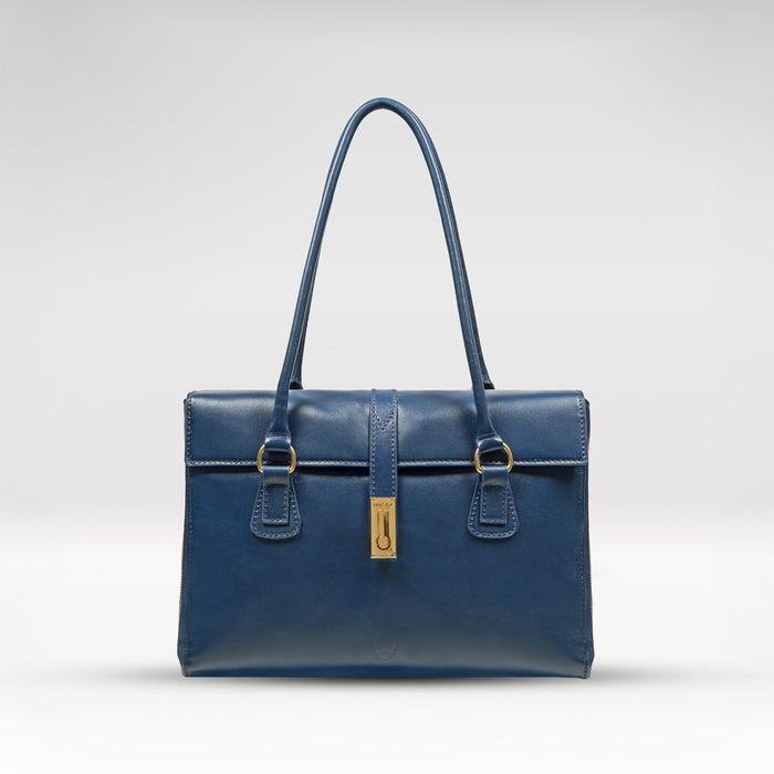 Elysee 03 Blue Leather Tote Bag