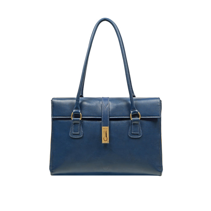 Elysee 03 Blue Leather Tote Bag