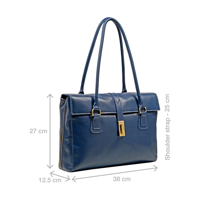 Elysee 03 Blue Leather Tote Bag