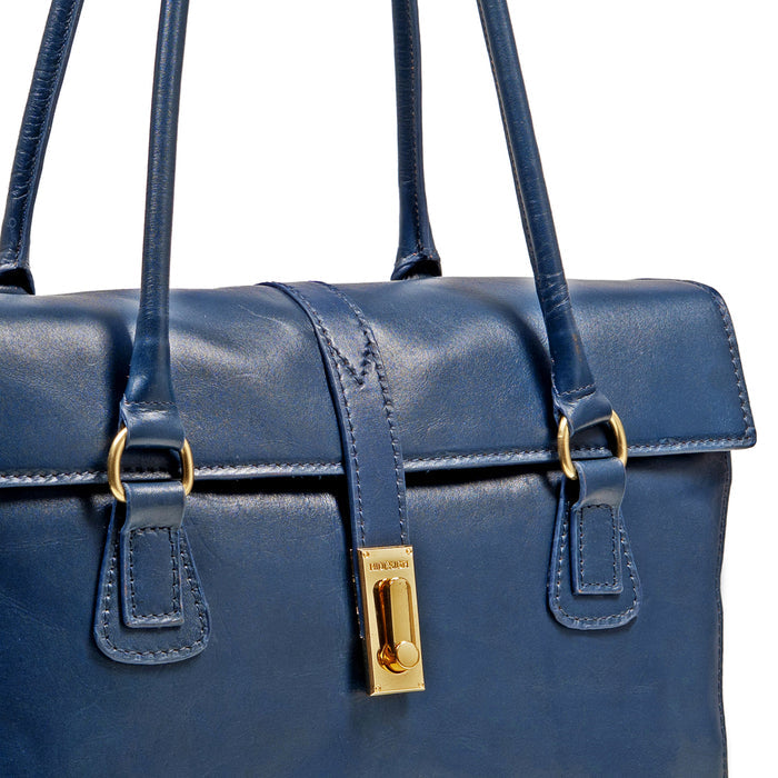 Elysee 03 Blue Leather Tote Bag