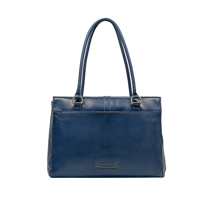 Elysee 03 Blue Leather Tote Bag