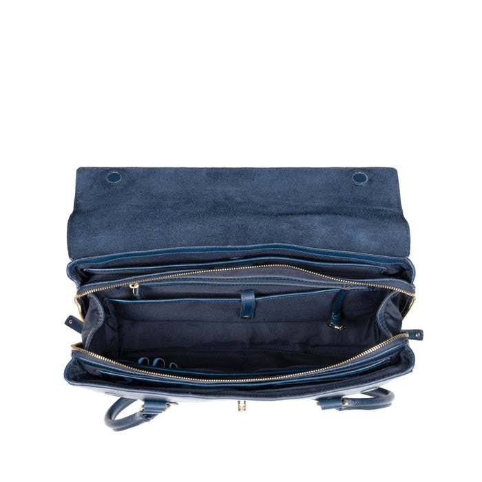 Elysee 03 Blue Leather Tote Bag