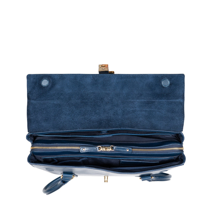 Elysee 03 Blue Leather Tote Bag