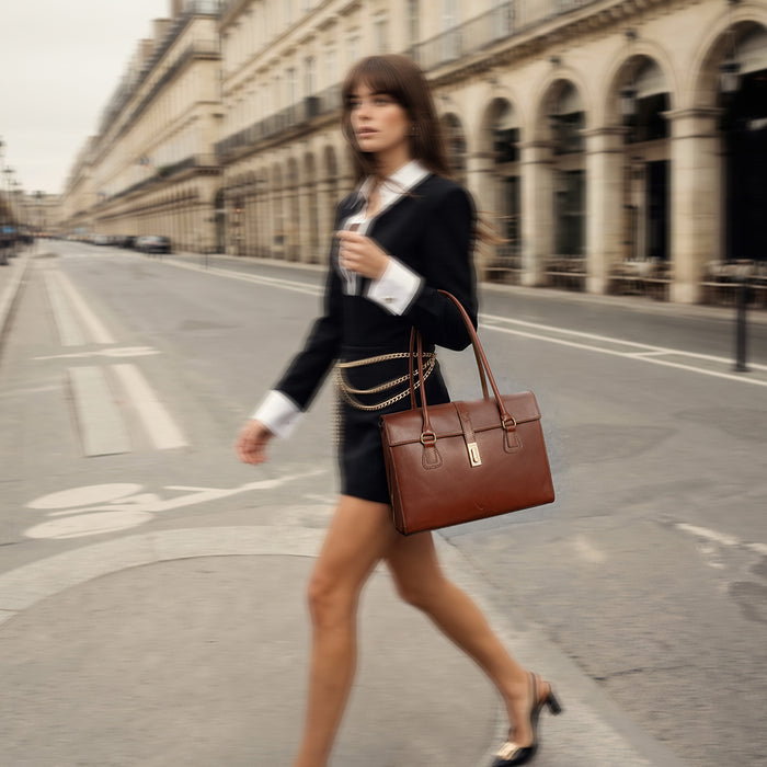 Elysee 03 Brown Leather Tote Bag