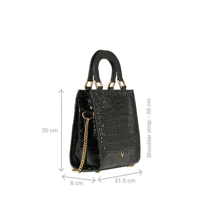Emeline Black Leather Sling Bag