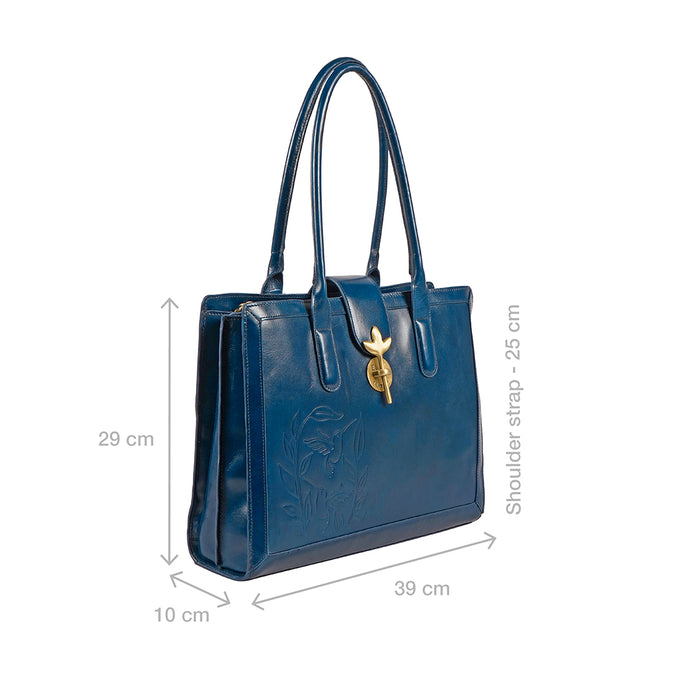 Enchanted 02 Blue Leather Tote Bag