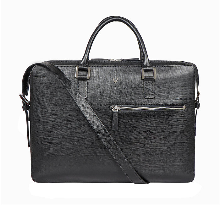 Enzo 01 Black Leather  Laptop Bag