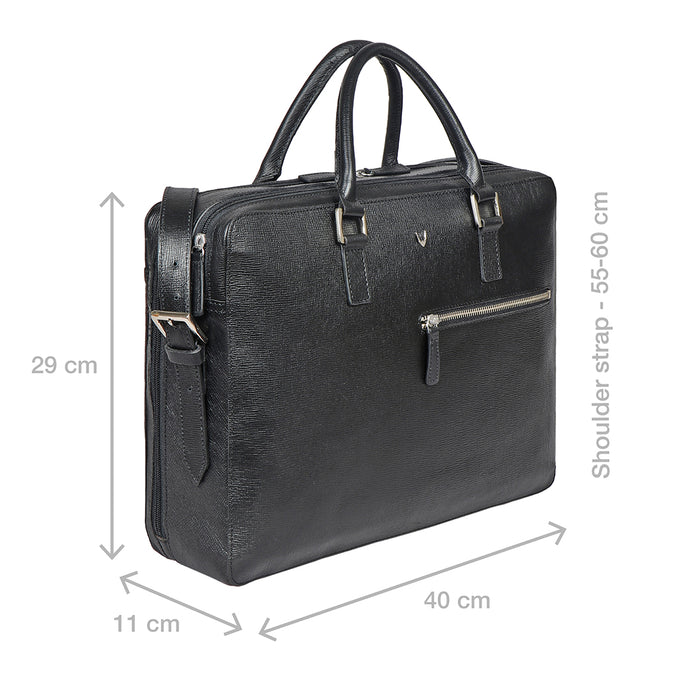 Enzo 01 Black Leather  Laptop Bag