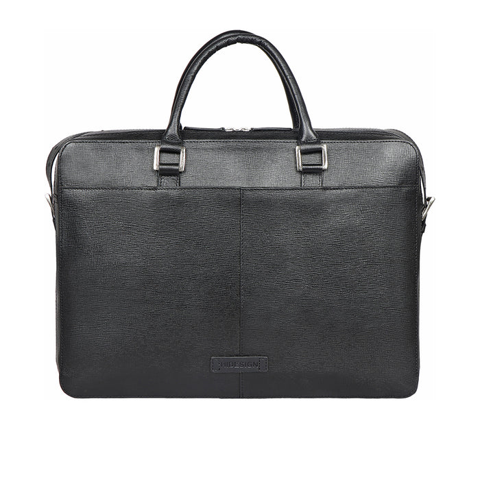 Enzo 01 Black Leather  Laptop Bag