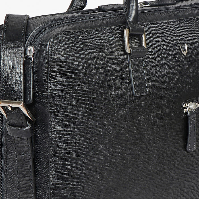 Enzo 01 Black Leather  Laptop Bag